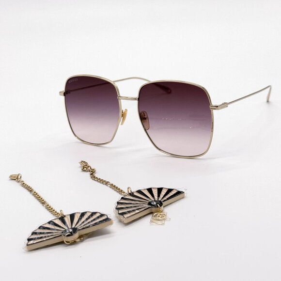 NEW GUCCI SUNGLASSES GG1031S 010 GOLD/BROWN WOMEN EYEWEAR GUCCI PLUS EARRINGS main image 7